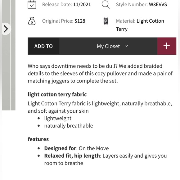 Lululemon Braided Sleeve Pullover White Opal size Large - Picture 5 of 8